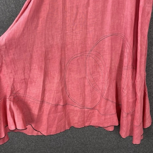 Cynthia Ashby Deep Salmon Sleeveless Flowy Lightweight Linen Midi Dress Large - Picture 3 of 9